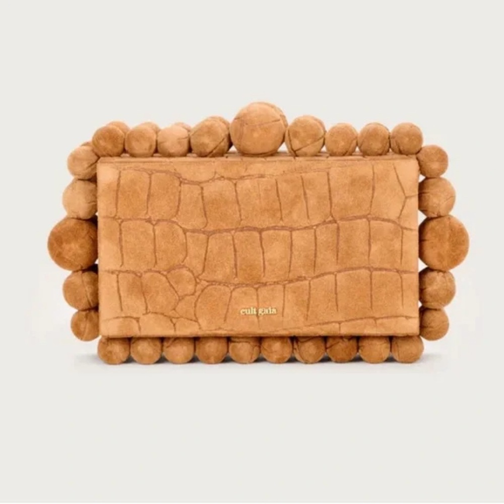 Cult Gaia Eos Suede Beaded Box Clutch